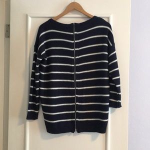 Striped Sweater with Back Zipper